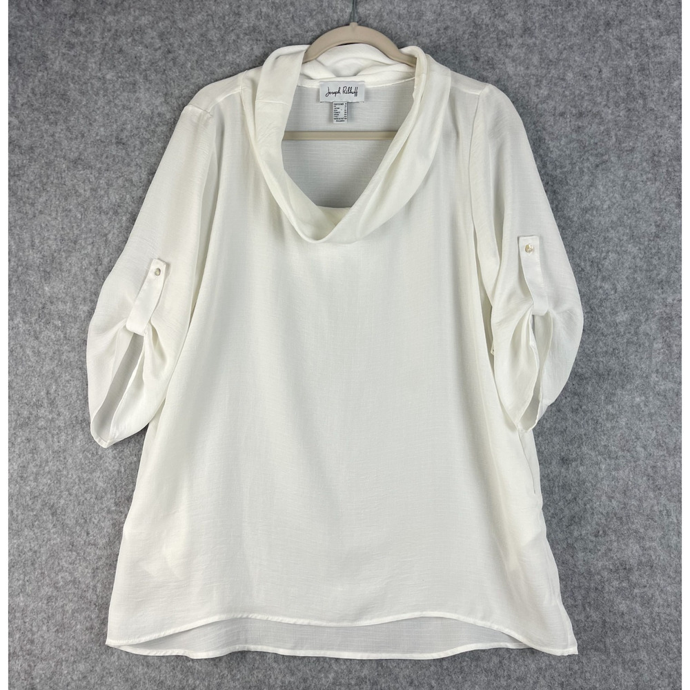 Joseph Ribkoff Tunic Top Womens 8 White Cowl Neck Lagenlook 202320 NWT